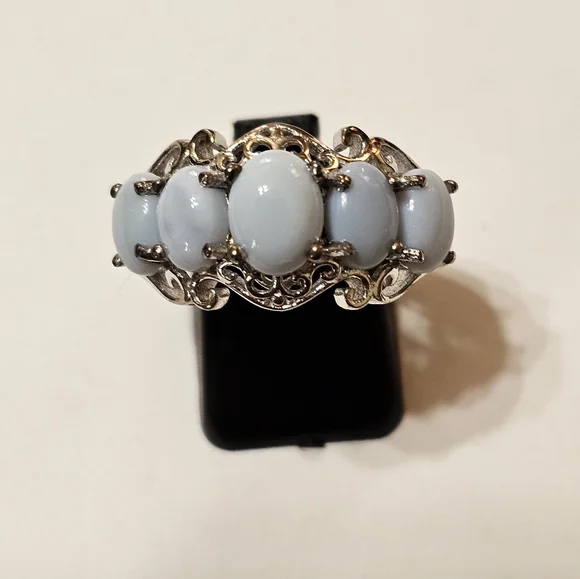 Vintage Genuine Larimar Platinum/925 Ring Sz 9. - Picture 4 of 11